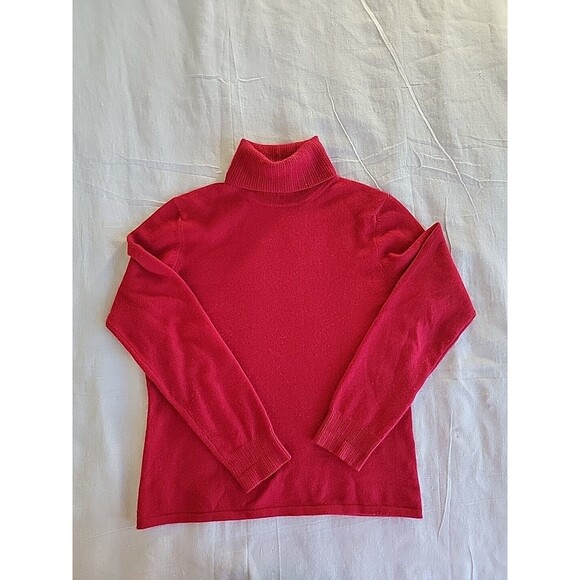 Casual Corner Sweaters - Vtg Casual Corner Cashmere Sweater Womens M Red Turtleneck Pullover Party 90s